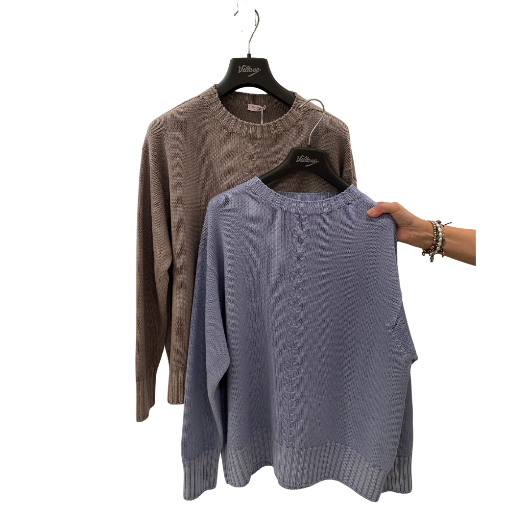 MAGLIA IN AZZURRO E TORTORA